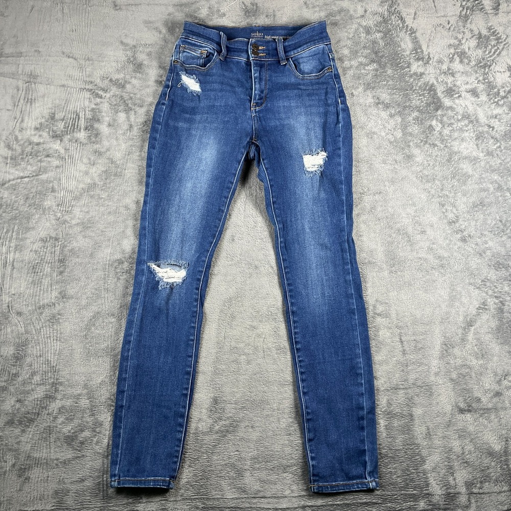 New York & Company Soho High Waist Curvy Legging Jeans Women 4 Blue Denim Ripped